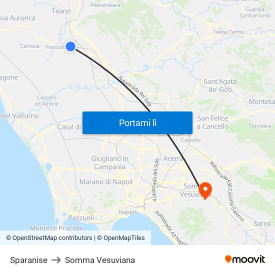 Sparanise to Somma Vesuviana map