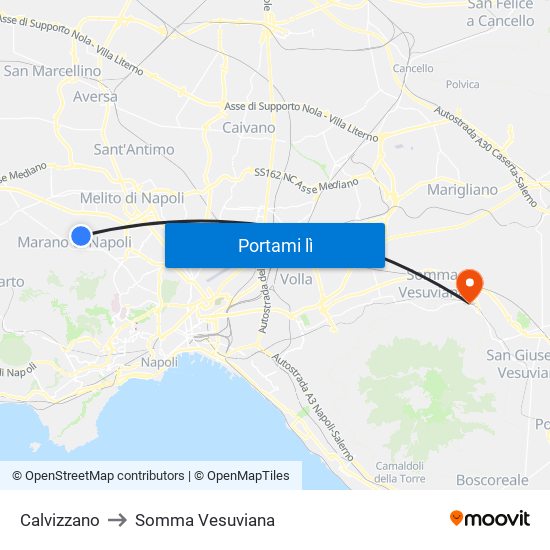Calvizzano to Somma Vesuviana map