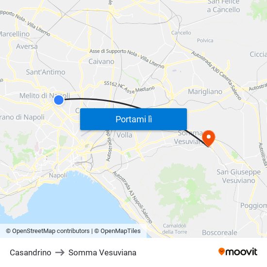 Casandrino to Somma Vesuviana map