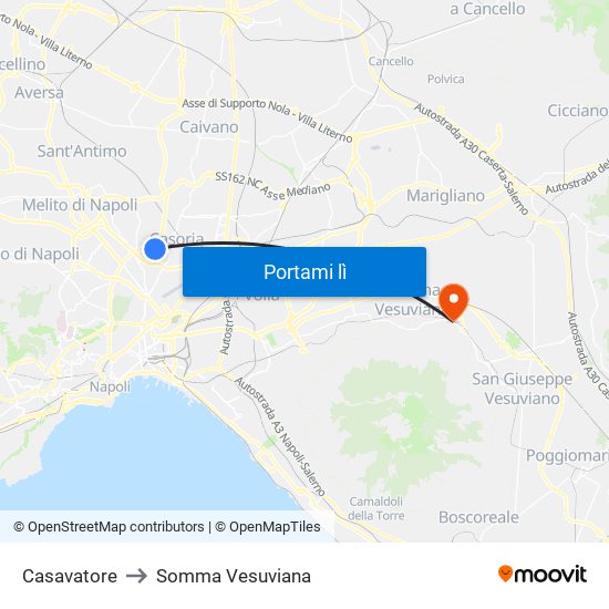 Casavatore to Somma Vesuviana map