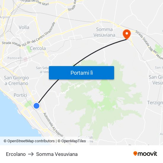 Ercolano to Somma Vesuviana map