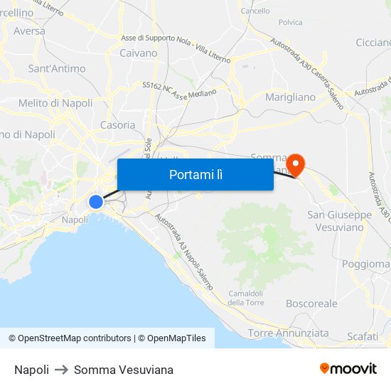 Napoli to Somma Vesuviana map