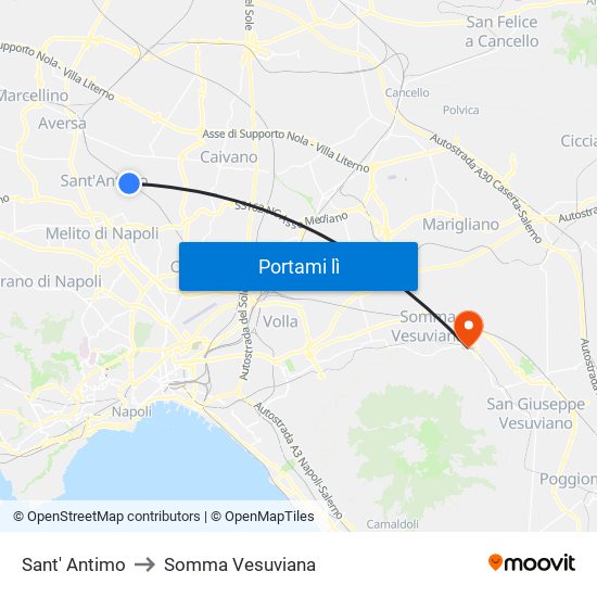 Sant' Antimo to Somma Vesuviana map