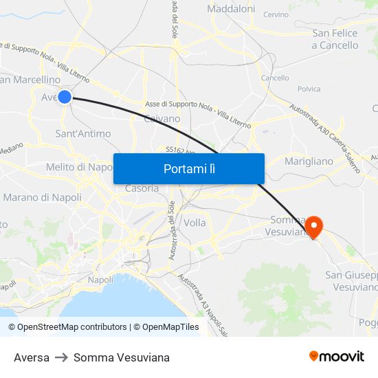 Aversa to Somma Vesuviana map