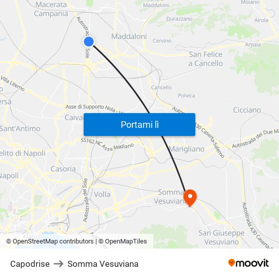 Capodrise to Somma Vesuviana map