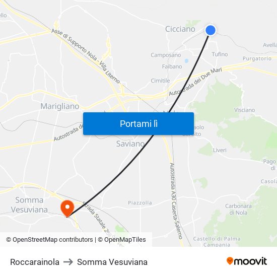 Roccarainola to Somma Vesuviana map