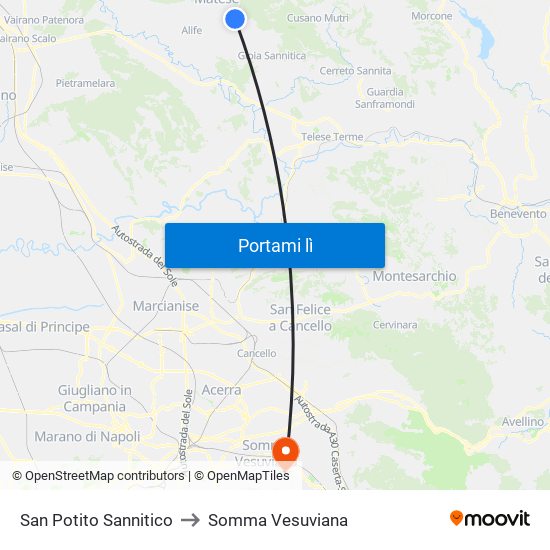 San Potito Sannitico to Somma Vesuviana map