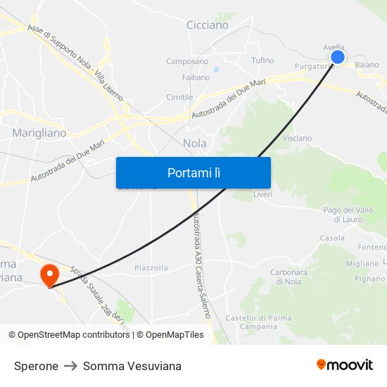 Sperone to Somma Vesuviana map