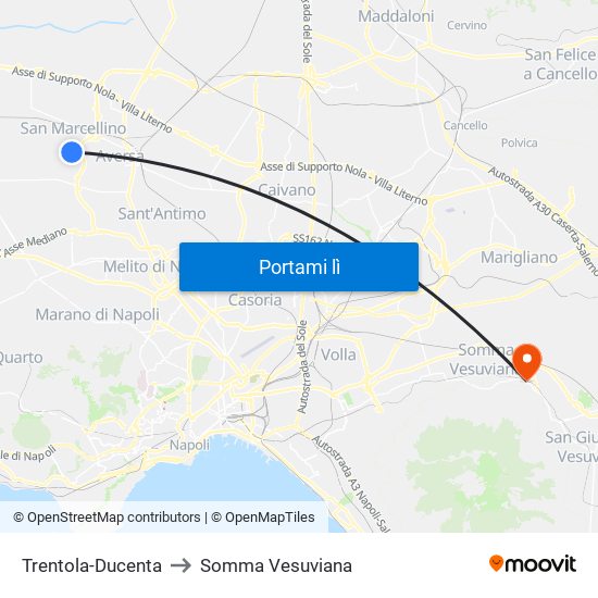 Trentola-Ducenta to Somma Vesuviana map