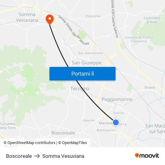 Boscoreale to Somma Vesuviana map