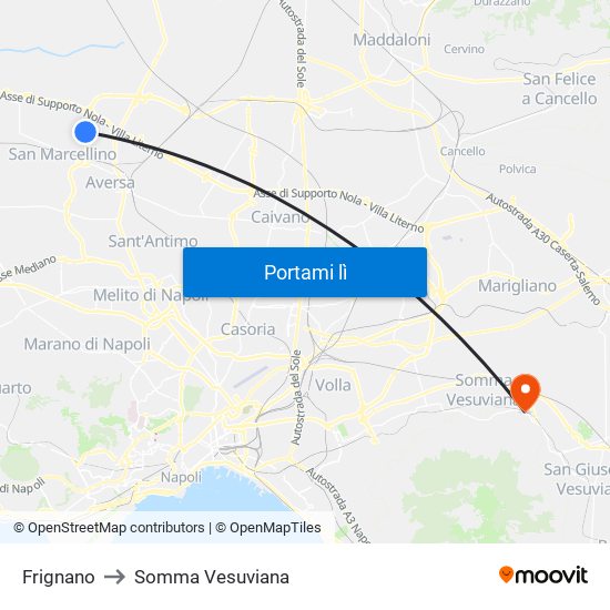 Frignano to Somma Vesuviana map