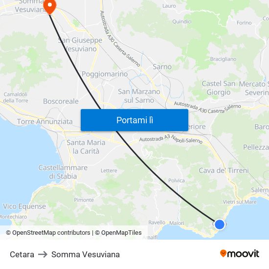 Cetara to Somma Vesuviana map