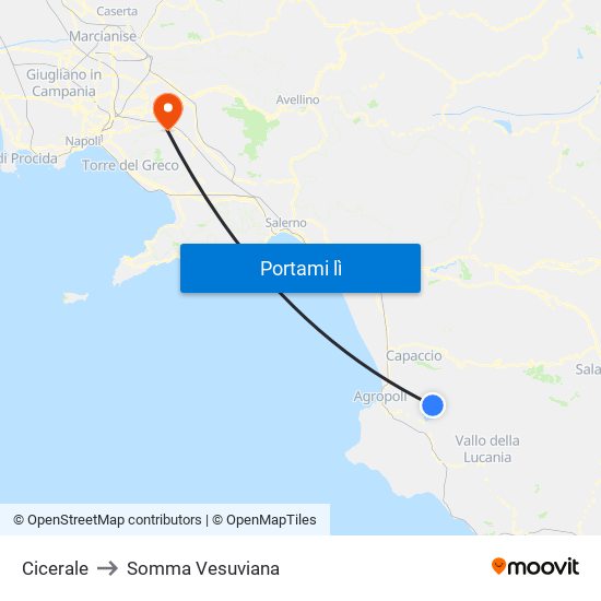 Cicerale to Somma Vesuviana map