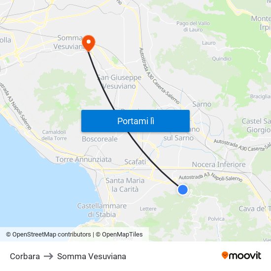 Corbara to Somma Vesuviana map