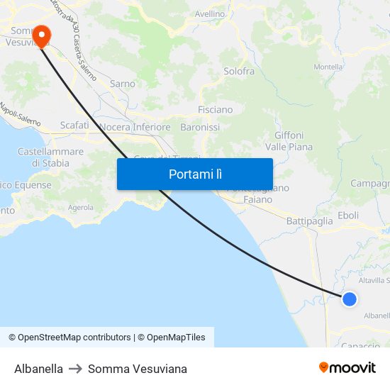 Albanella to Somma Vesuviana map