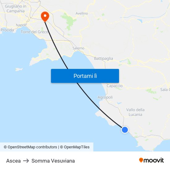 Ascea to Somma Vesuviana map