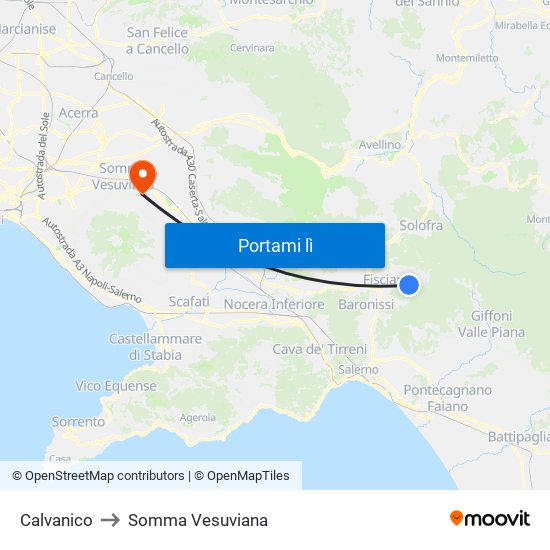 Calvanico to Somma Vesuviana map