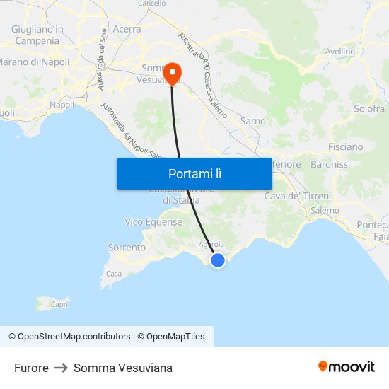 Furore to Somma Vesuviana map