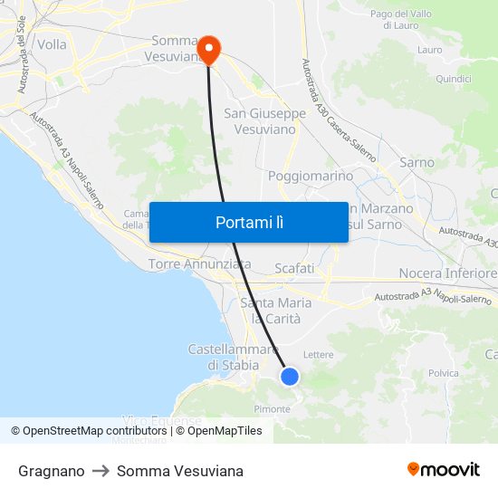 Gragnano to Somma Vesuviana map