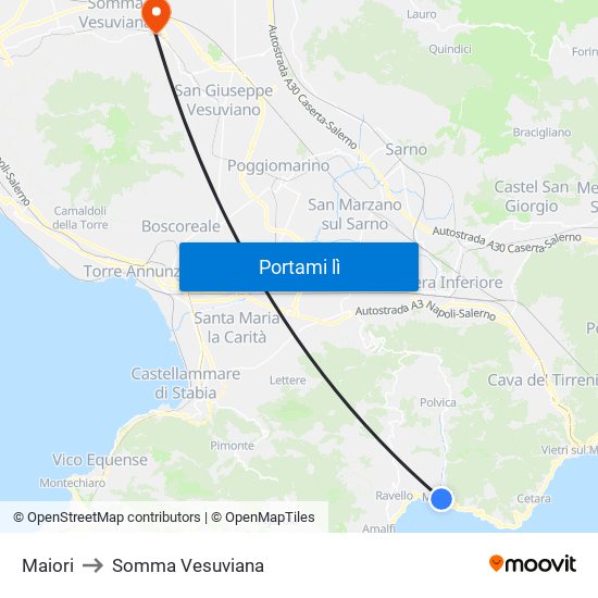 Maiori to Somma Vesuviana map