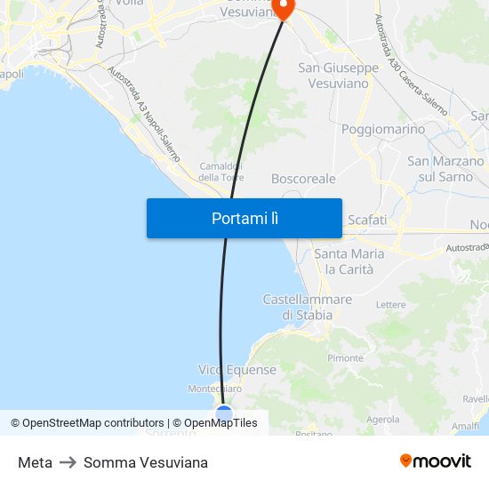 Meta to Somma Vesuviana map