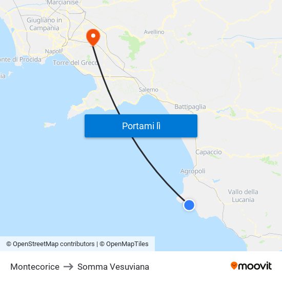 Montecorice to Somma Vesuviana map