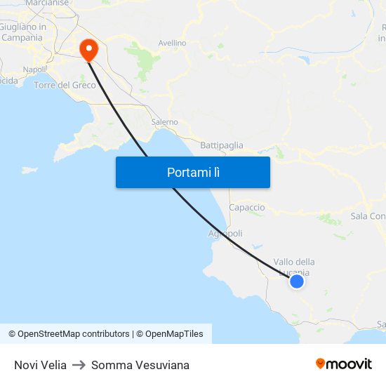 Novi Velia to Somma Vesuviana map