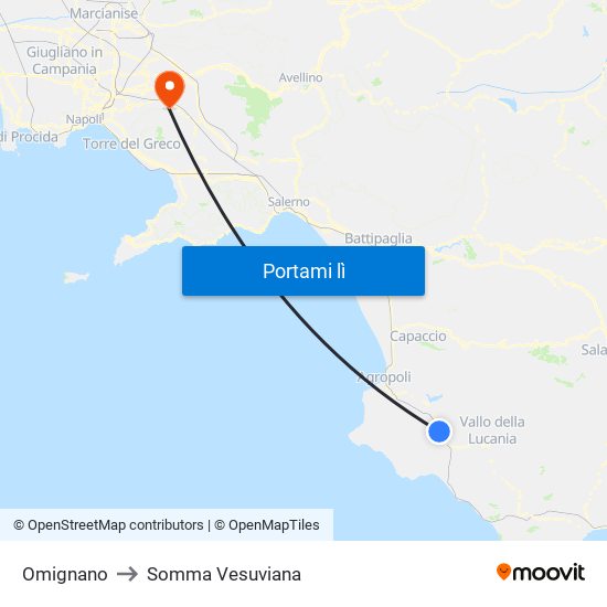 Omignano to Somma Vesuviana map