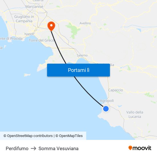 Perdifumo to Somma Vesuviana map