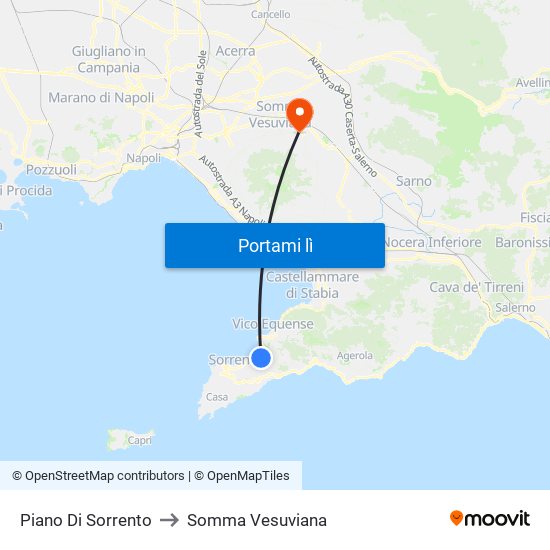 Piano Di Sorrento to Somma Vesuviana map