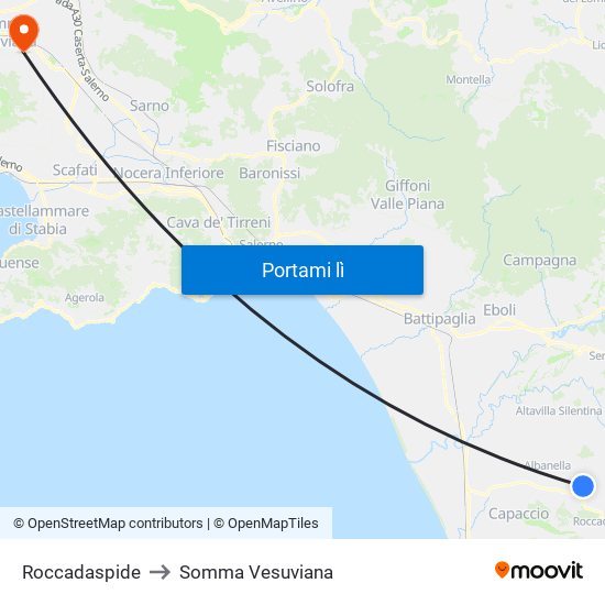 Roccadaspide to Somma Vesuviana map