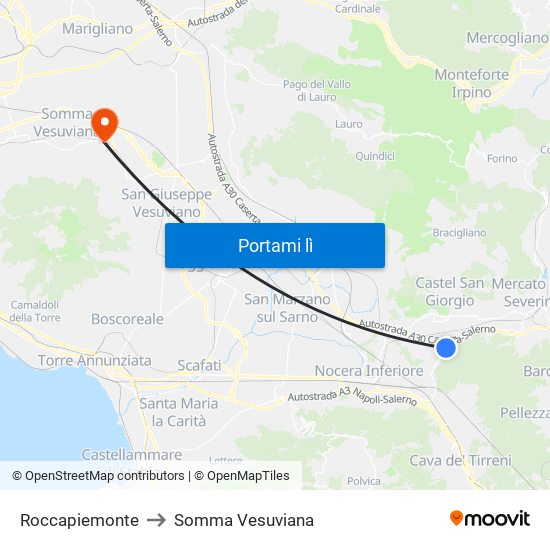 Roccapiemonte to Somma Vesuviana map