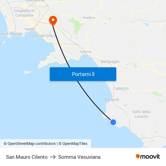 San Mauro Cilento to Somma Vesuviana map