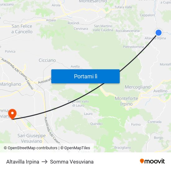 Altavilla Irpina to Somma Vesuviana map