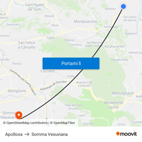 Apollosa to Somma Vesuviana map