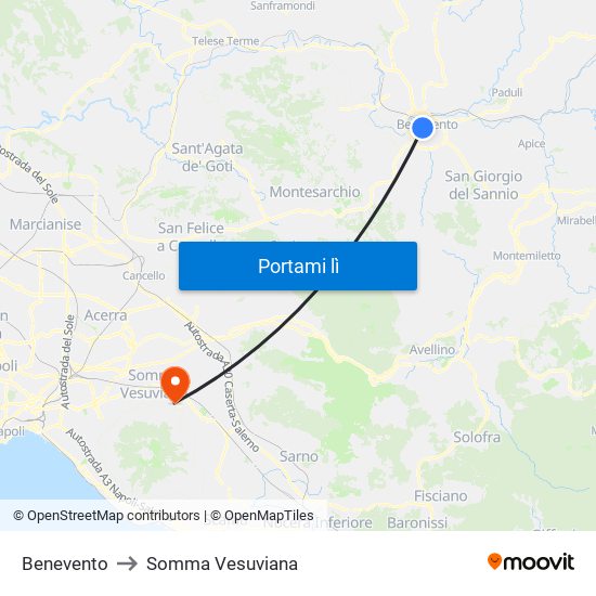 Benevento to Somma Vesuviana map