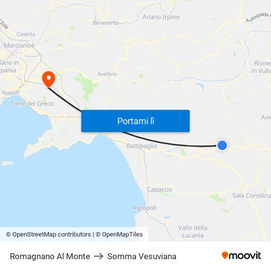 Romagnano Al Monte to Somma Vesuviana map