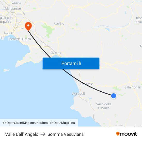 Valle Dell' Angelo to Somma Vesuviana map