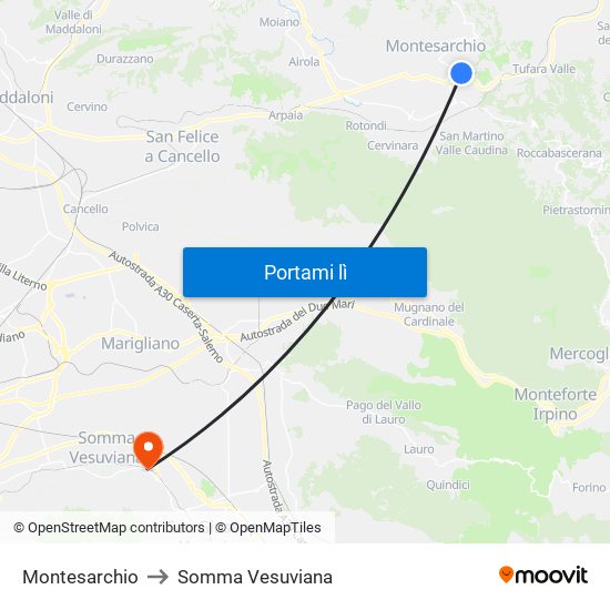 Montesarchio to Somma Vesuviana map