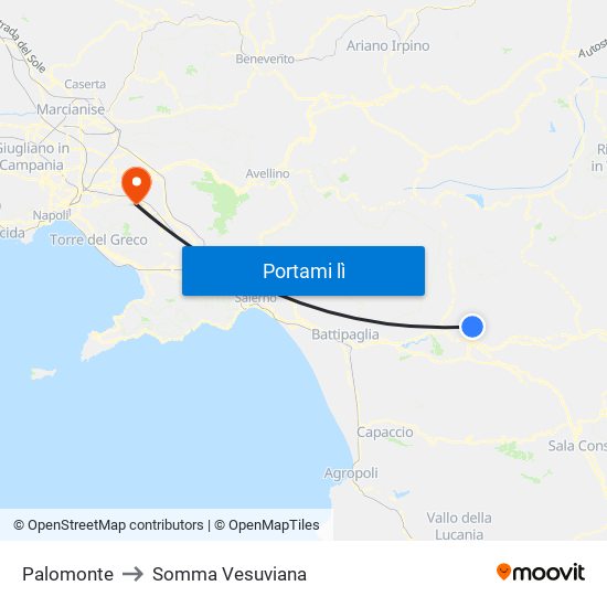 Palomonte to Somma Vesuviana map