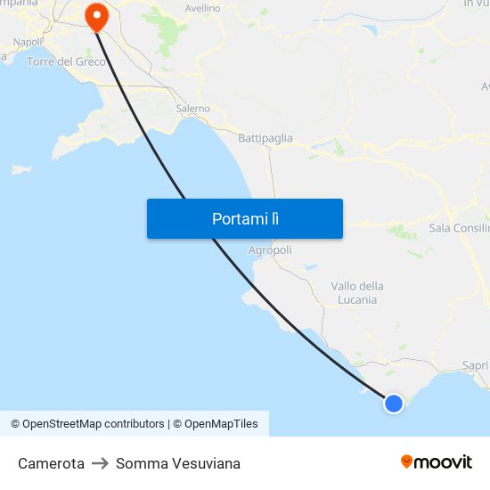 Camerota to Somma Vesuviana map