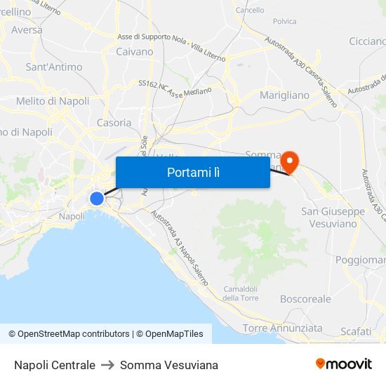 Napoli Centrale to Somma Vesuviana map