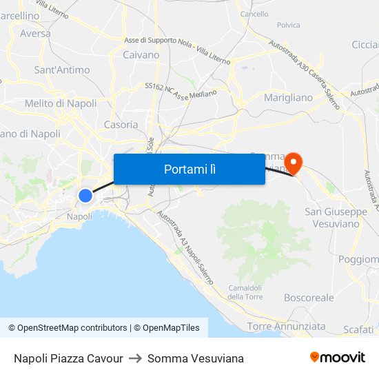 Napoli Piazza Cavour to Somma Vesuviana map