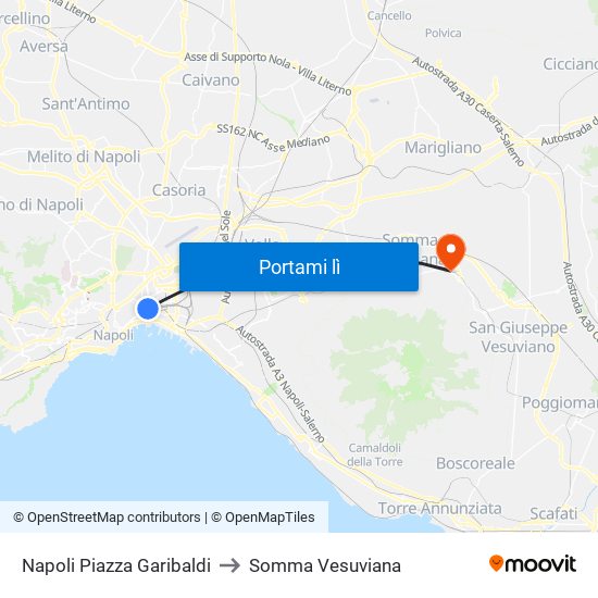 Napoli Piazza Garibaldi to Somma Vesuviana map