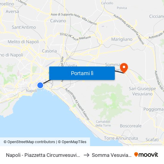 Napoli - Piazzetta Circumvesuviana to Somma Vesuviana map