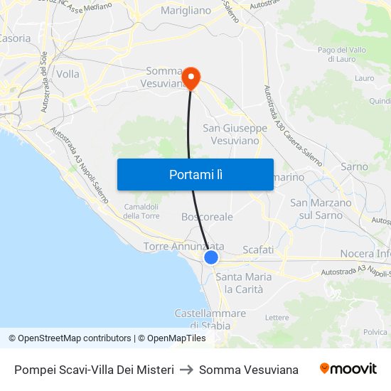 Pompei Scavi-Villa Dei Misteri to Somma Vesuviana map