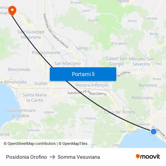 Posidonia Orofino to Somma Vesuviana map