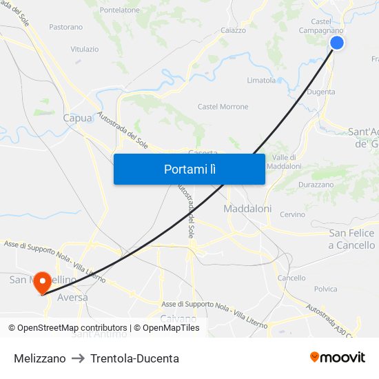 Melizzano to Trentola-Ducenta map