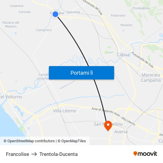 Francolise to Trentola-Ducenta map