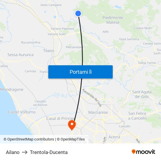 Ailano to Trentola-Ducenta map